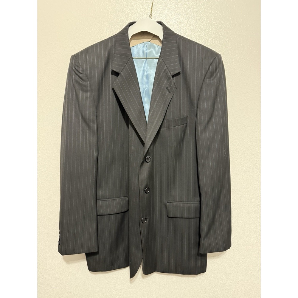 Midtown Man Black Striped Suit Jacket Men's 46R